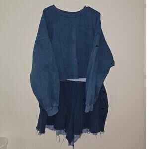 Fabletics Cropped Sweatshirt and Frayed Shorts Set Size 3X